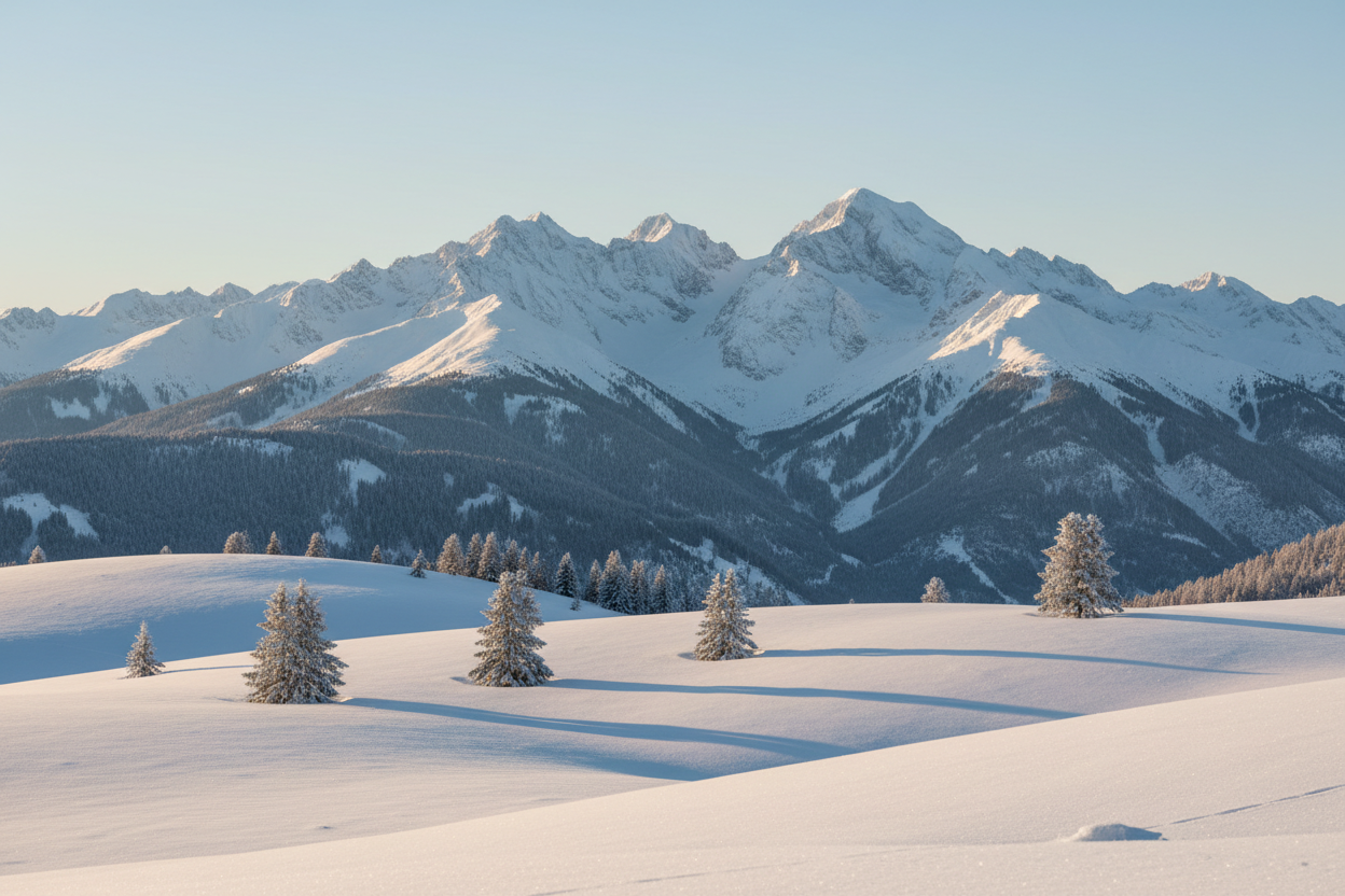 neige avec montagne au fond